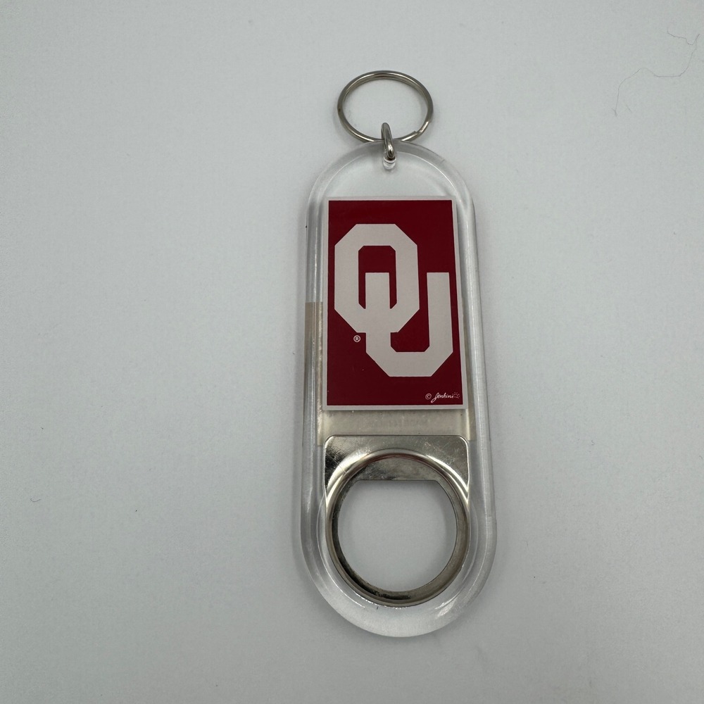 Oklahoma Sooners OU Bottle Opener Keychain Clear Acrylic Jenkins Enterprises‎